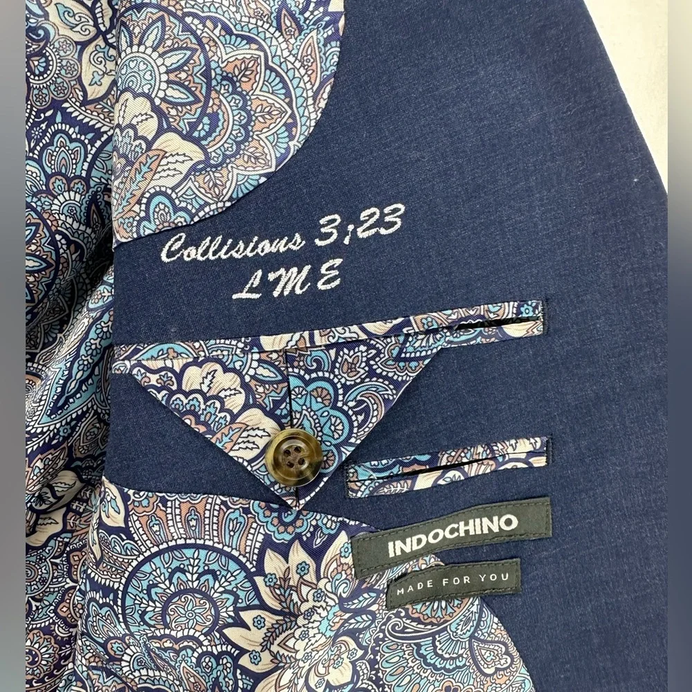 INDOCHINO Mens Solid Blue WOOL Sport Coat‎ Suit Jacket Blazer NEW NWT 36